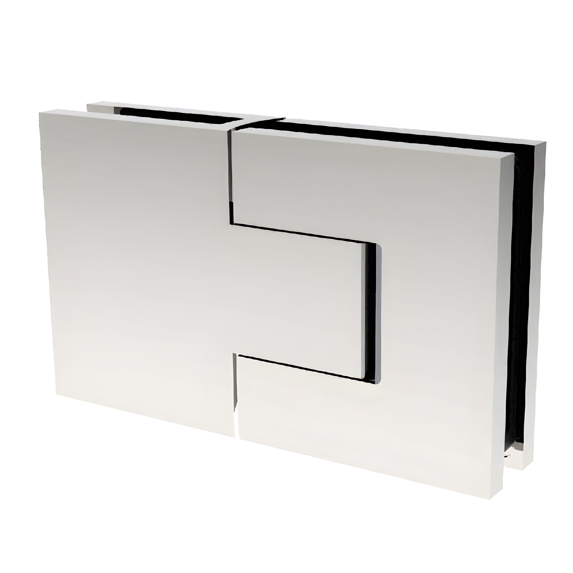 BEL380CH Bellagio polished chrome concealed square hinge for 8-10mm frameless glass shower doors (brass, self-centering)