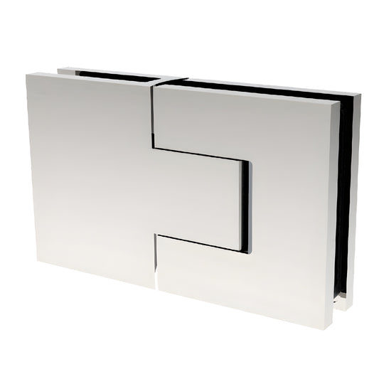 BEL380CH Bellagio polished chrome concealed square hinge for 8-10mm frameless glass shower doors (brass, self-centering)