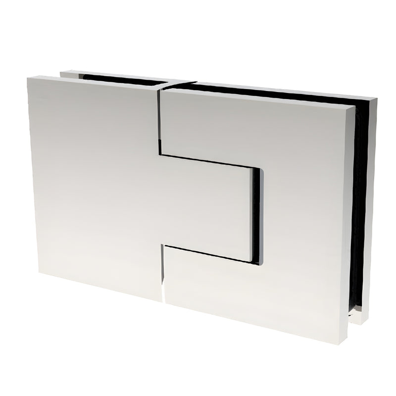 BEL380CH Bellagio polished chrome concealed square hinge for 8-10mm frameless glass shower doors (brass, self-centering)