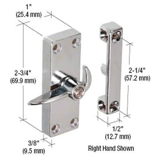 CRL Chrome Sliding Screen Door Latch: Durable, 2-1/4" screw hole spacing for secure fit.