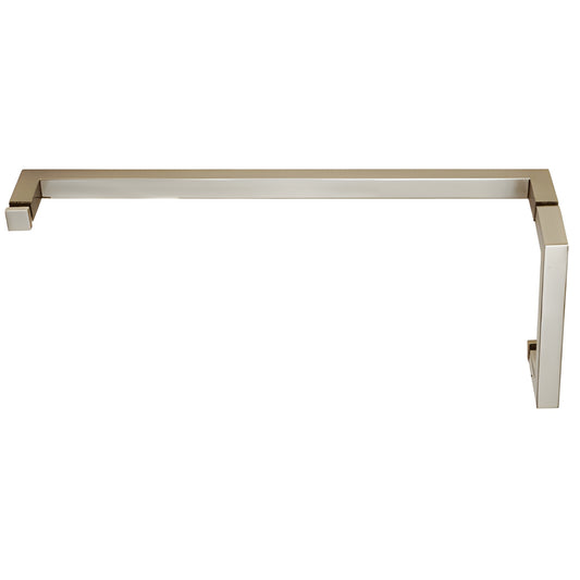 SQ8X24BN brushed nickel square pull and 24 in towel bar set for 6-12 mm glass, 3/4 in brass tubing