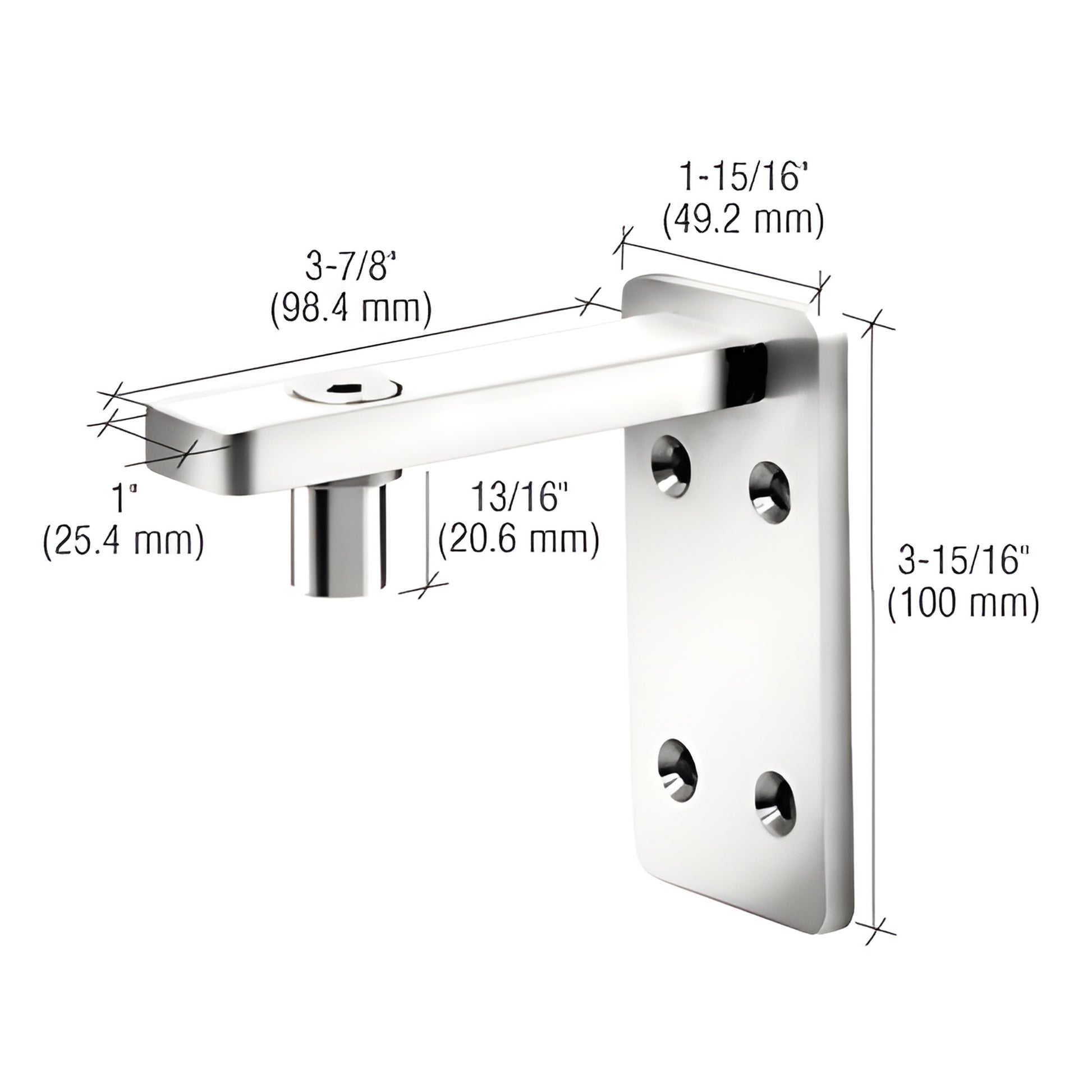 WDP32PS polished stainless steel wall/post pivot for frameless glass doors, low gap 304 stainless mounting bracket.