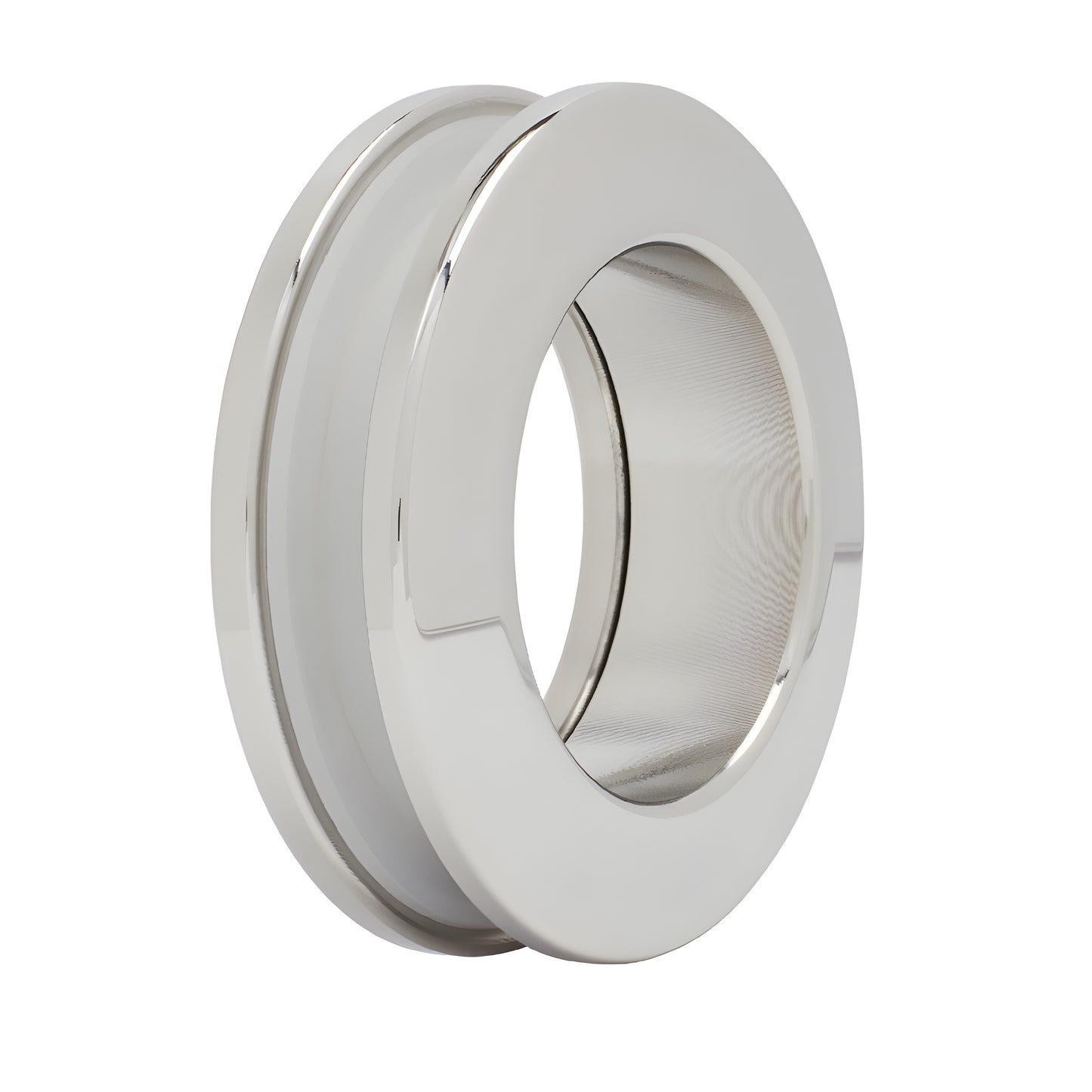 Polished stainless steel round thru-glass shower door pull, Serenity series SKU SERP2PS