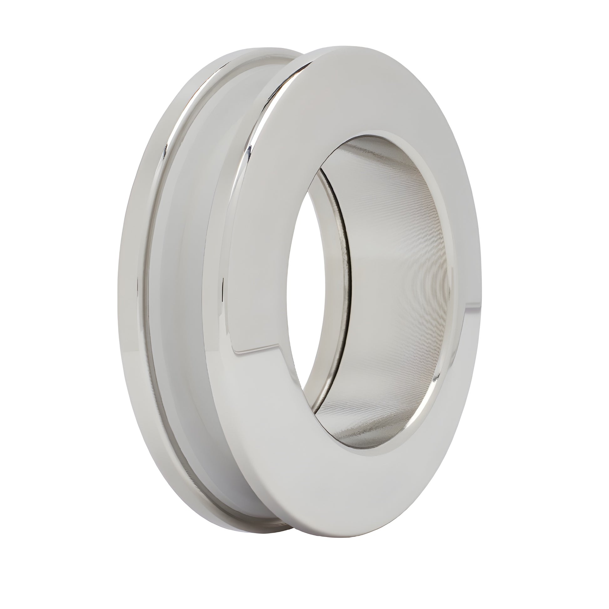 Polished stainless steel round thru-glass shower door pull, Serenity series SKU SERP2PS