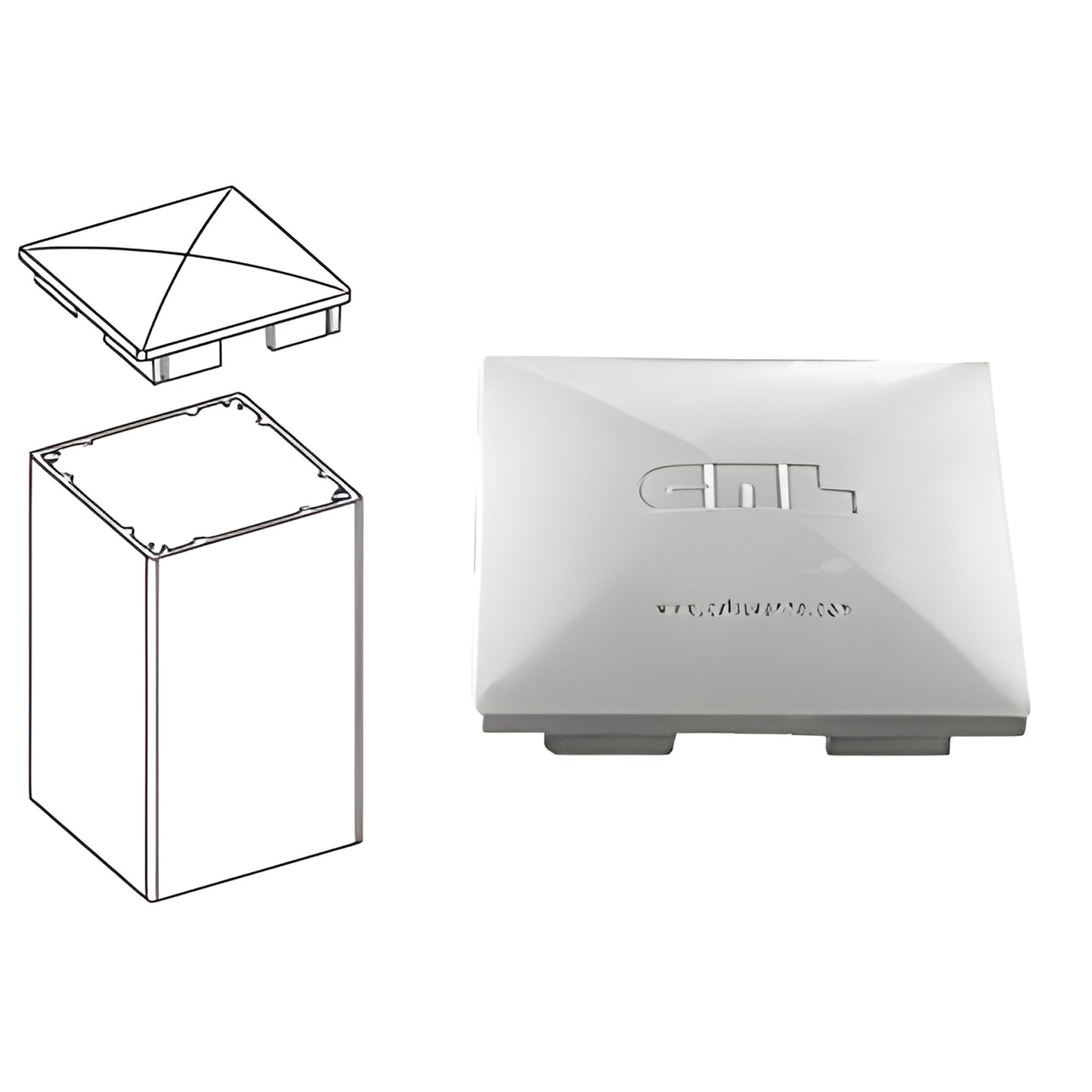 PC4S silver metallic aluminum 4x4 pyramid post cap for fence or deck posts