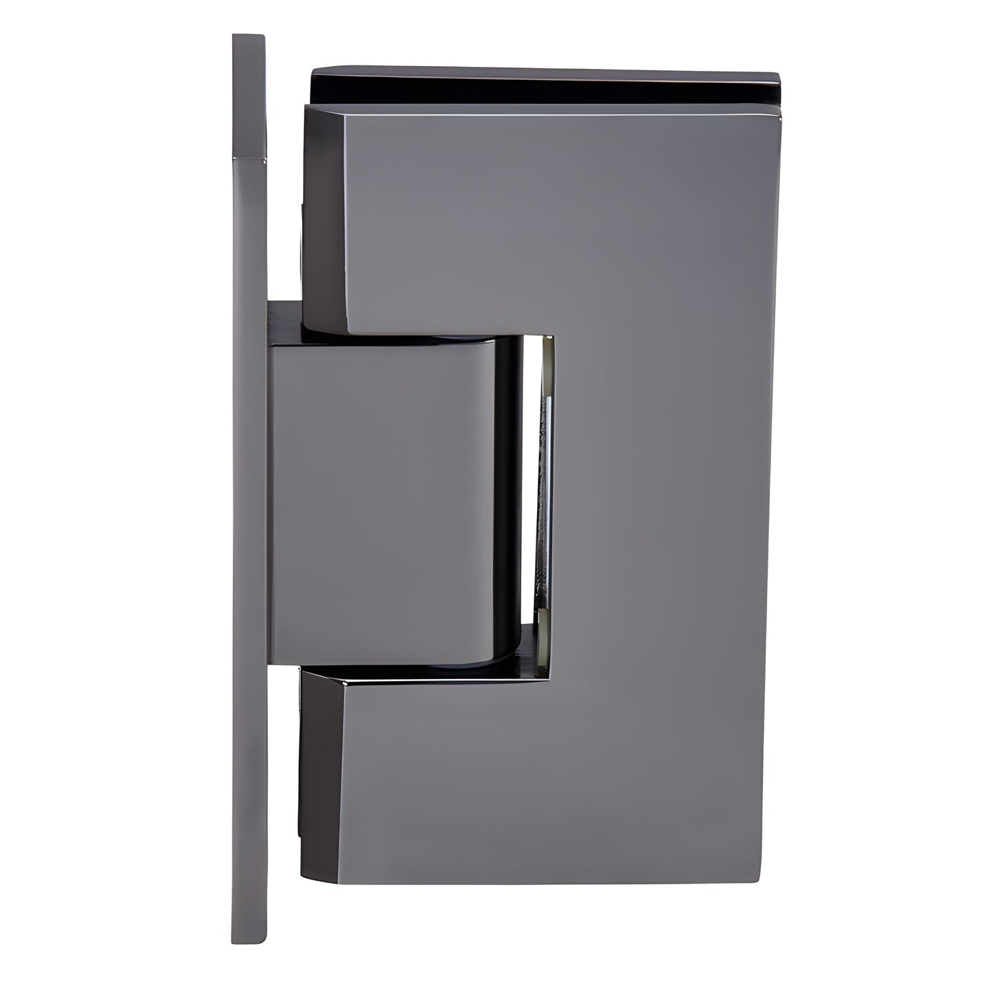Gun metal square Vienna shower door hinge, brass wall-mount with full back plate for 10-12mm glass (V1E037GM)