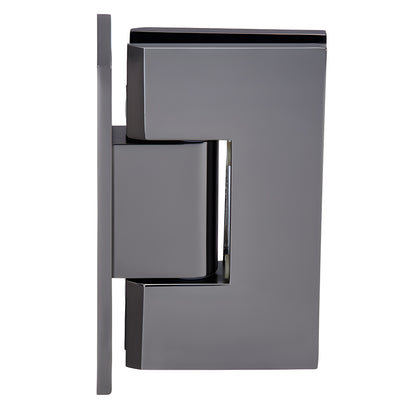Gun metal square Vienna shower door hinge, brass wall-mount with full back plate for 10-12mm glass (V1E037GM)