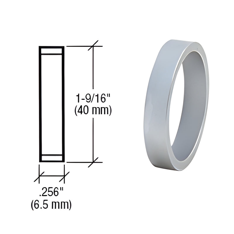 DRA256BS brushed stainless mortise cylinder shim ring, 1-9/16" (40 mm) diameter, 0.256" (6.5 mm) thick.