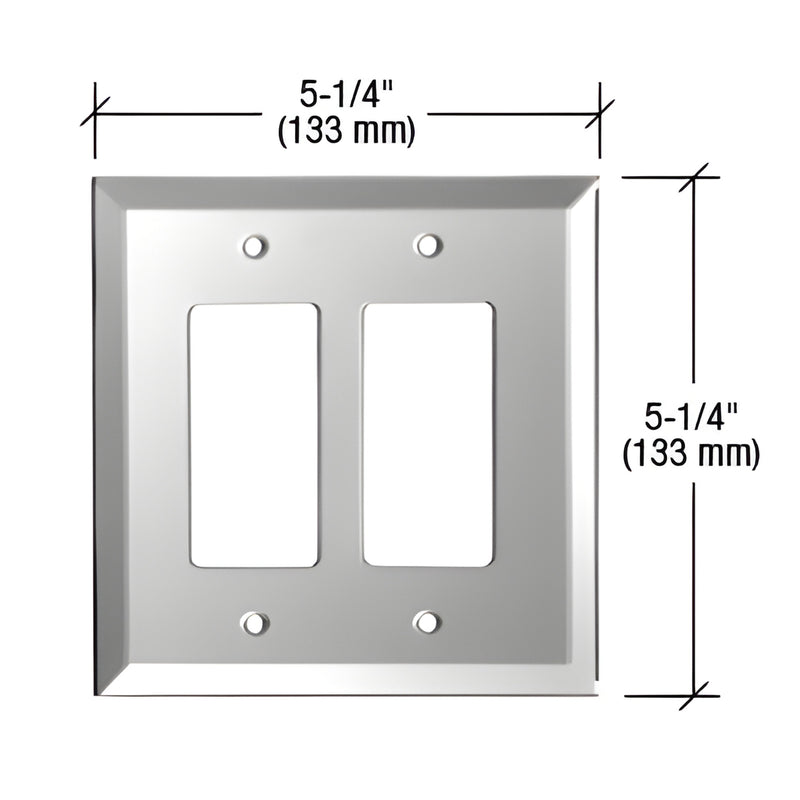 GMP13G gray beveled double-gang mirror plate, 5-1/4" (133mm) square with four screw holes