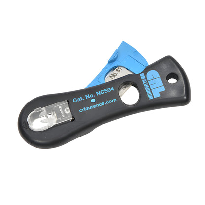 CRL NC594 cartridge nozzle cutter - black plastic handheld trimmer with blue blade housing.