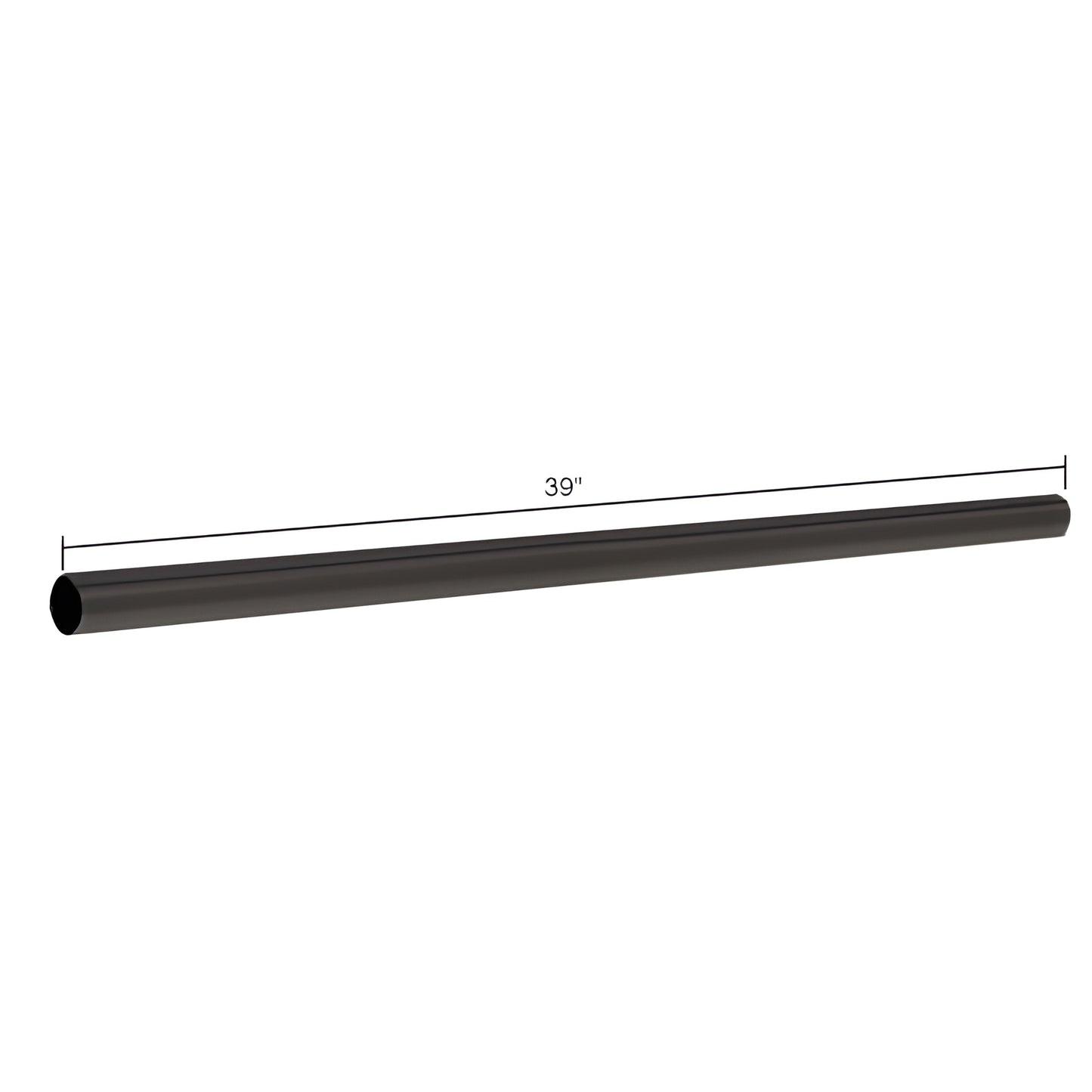 Matte black 39 in, 3/4 in diameter brass support bar rod for frameless shower enclosure - SKU S1MBL