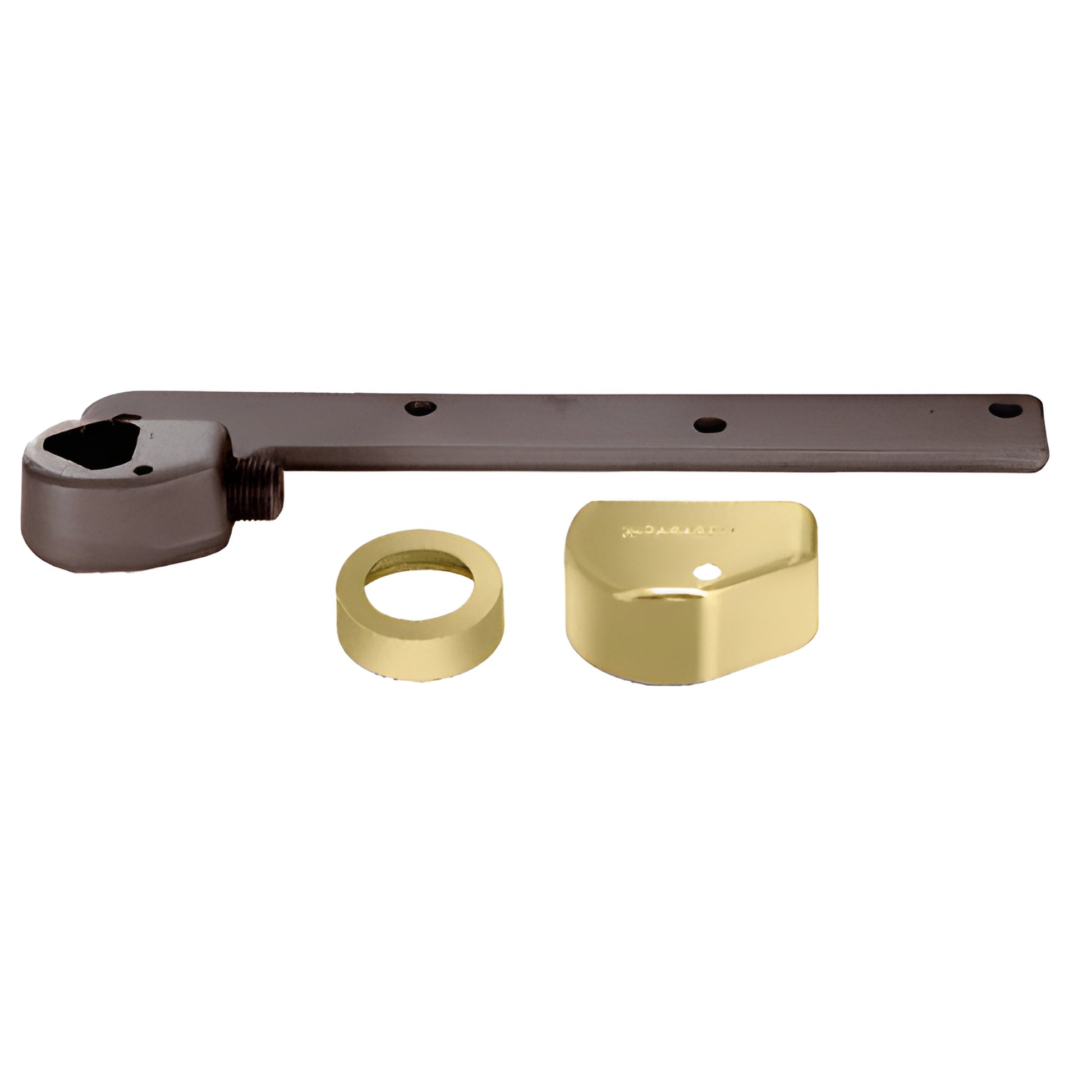 Rixson right-hand offset closer arm with polished brass cover and bushing, SKU 252050RHPB