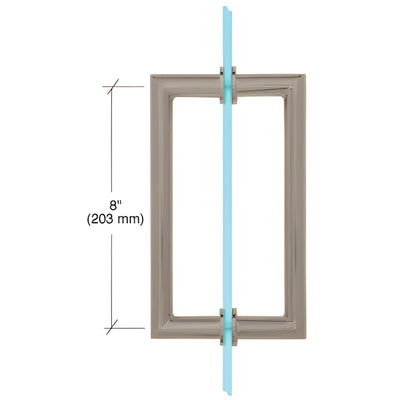 CRL Brushed Nickel 8" MT Series Round Tubing Mitered Corner Back-to-Back Pull Handle