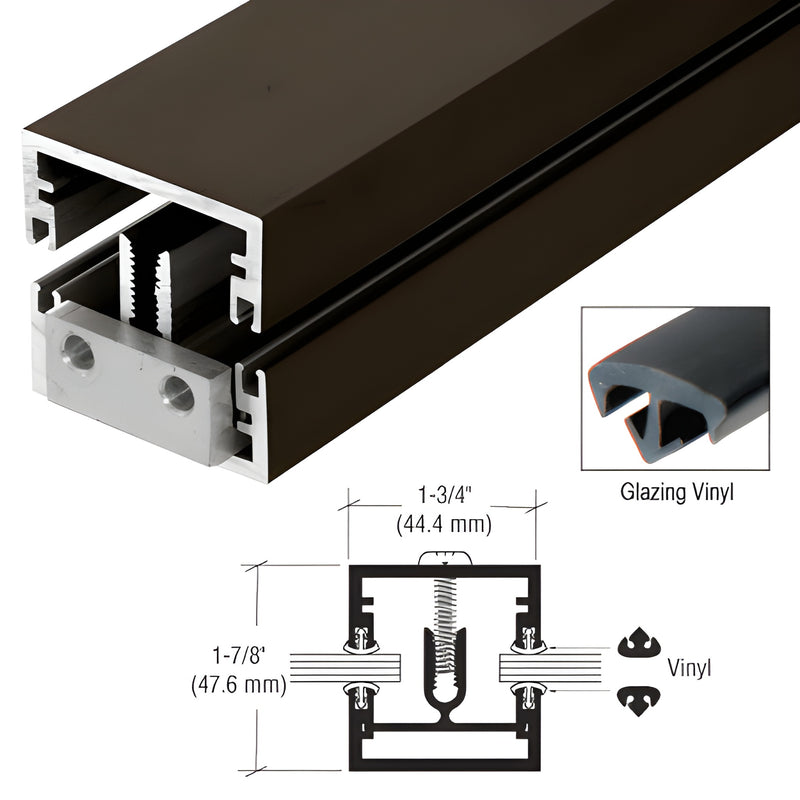DB27422 dark bronze anodized extruded aluminum shallow division bar, 24" with glazing vinyl and screws.