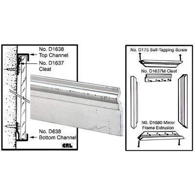 CRL Mill Finish Mirror Mounting Frame Cleat - Wall Hanger