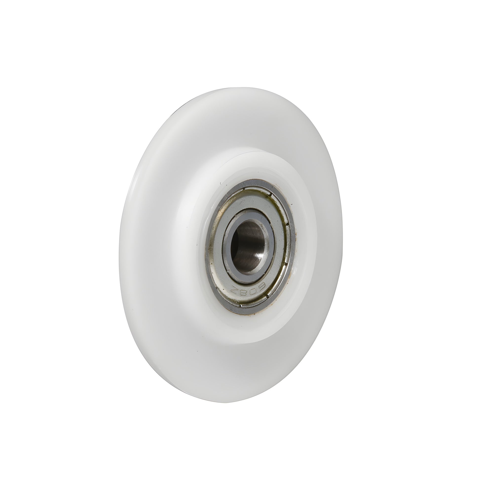 White concave 2 in. nylon replacement wheel with steel ball bearing for spline roller tools (SKU WREPK7N)