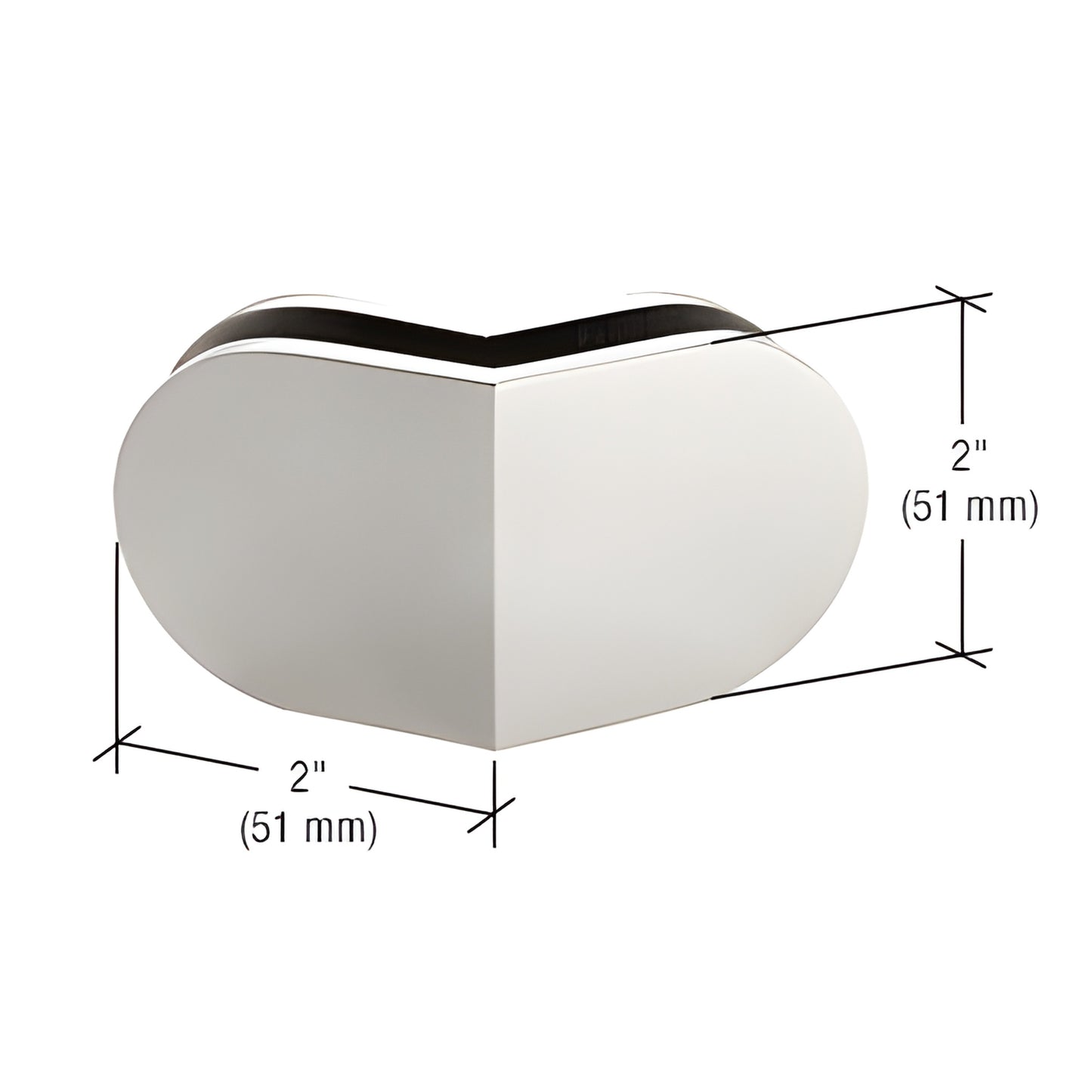 CRL MFC38 135 round mall front clamp, polished 304 stainless steel, fits 3/8-1/2" (10-12mm) glass, 2" size