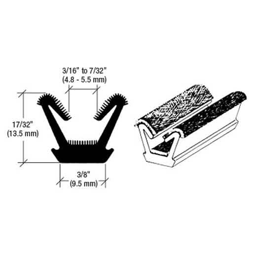 "CRL 96\" Flexible Flocked Rubber Glass Run Channel for 1963-66 Valiant/Dart - Enhance Fit