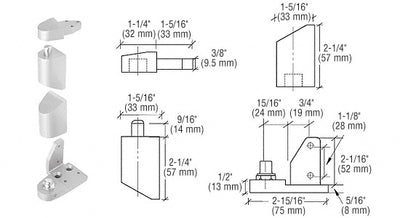 CRL Aluminum Offset Right Hand Pivot Set with 1/8" Recess