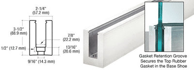 CRL B5L Series Mill Aluminum 120" Square Base Shoe Drilled for 1/2" to 5/8" Glass
