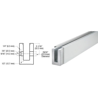 CRL B7S Series Mill Aluminum Custom Length Square Base Shoe Fascia Mount Drilled for 3/4" Glass