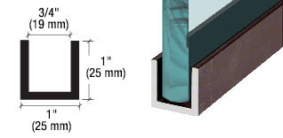 CRL Black Bronze Anodized Wet / Dry Glaze 1" Deep U-Channel 240" Stock Length