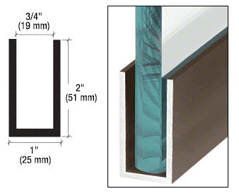 CRL Black Bronze Anodized Wet / Dry Glaze 2" Deep U-Channel 240" Stock Length