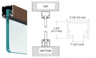 CRL Black Bronze Anodized Wide U-Channel With Top Load Roll-In Glazing Gasket for 3/4" Glass - Custom Length