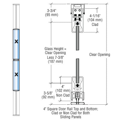 CRL Black Bronze Anodized XX Bi-Part SDR Bottom Rolling Sliding Door System