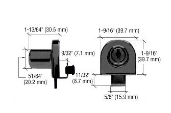 CRL Black Chrome Single Glass Door Lock - Randomly Keyed