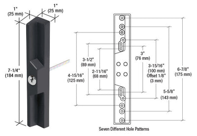CRL Black Outside Pull and Locking Unit with Multiple 7 Screw Hole Patterns