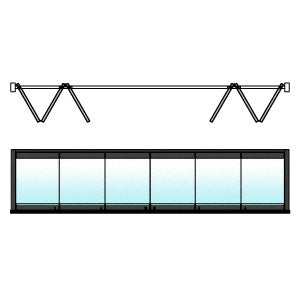 CRL Black Powder Coat 6-Panel Bipart Overhead Track Full Bi-Fold Door Configuration
