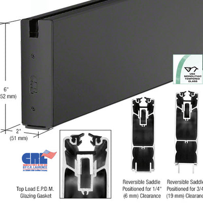 CRL Black Powder Coat 6" x 120" Length Square Sidelite Rail