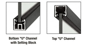 CRL Black Powder Coat Custom Length U-Channel with Roll-In Top Load Gasket