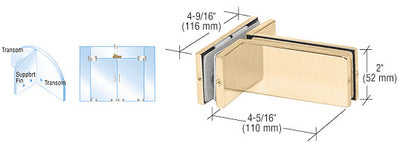 CRL Brass Transom Mounted Patch Connector with Support Fin Bracket