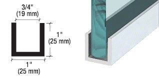 CRL Brite Anodized Wet / Dry Glaze 1" Deep U-Channel 120" Stock Length