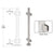 CRL Brushed Stainless 42" Steel Square Glass Clamp 180 Degree Center Post Railing Kit