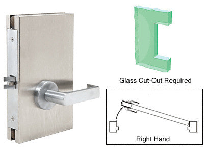 CRL Brushed Stainless 6" x 10" RH Center Lock With Deadlatch in Passage Lock Function