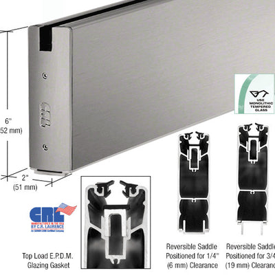 CRL Brushed Stainless Steel 6" x 120" Length Square Sidelite Rail