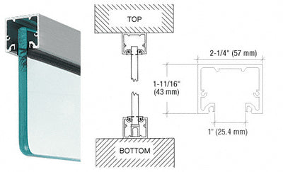 CRL Brushed Stainless Wide U-Channel With Top Load Roll-In Glazing Gasket for 3/4" Glass - Custom Length