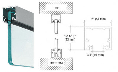 CRL Brushed Stainless Wide U-Channel with Top Load Roll-In Glazing Gasket for 3/8" and 1/2" Glass - 120" Length