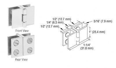 CRL Chrome 1" Glass-to-Glass Out-Swing Set-Screw Hinge