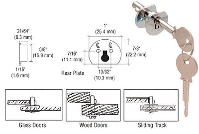 CRL Chrome Keyed Alike Universal Plunger Lock