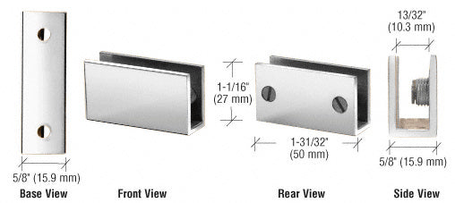 CRL Chrome Long Set Screw Clamp for 1/4" to 5/16" Glass