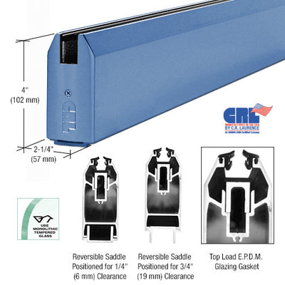 CRL Custom Length and Painted 4" Tapered Sidelite Rail for 3/4" Glass