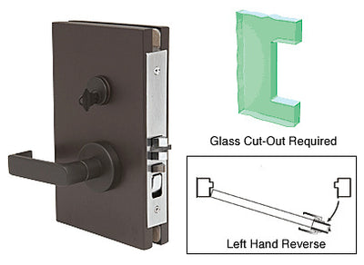 CRL Dark Bronze 6" x 10" LHR Center Lock With Deadlatch in Office Function