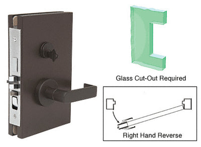CRL Dark Bronze 6" x 10" RHR Center Lock With Deadlatch in Entrance Lock Function
