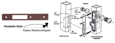 CRL Dark Bronze Radius Weather-stripped Faceplate for DL2130 Series Hook Throw Deadlocks