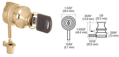 CRL Gold Plated Keyed Alike Plunger Lock for 3/8" Glass