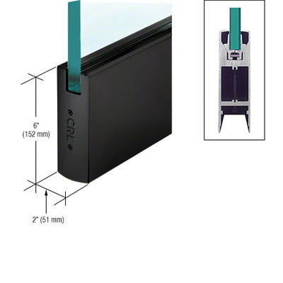 CRL Matte Black 1/2" Glass 6" Square Door Rail Without Lock - 35-3/4" Length